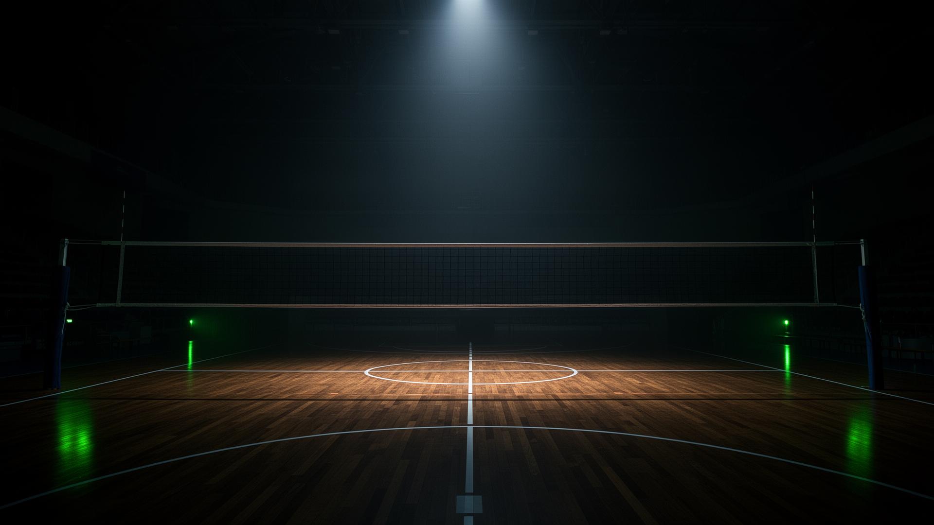 Campo da tennis illuminato di verde neon